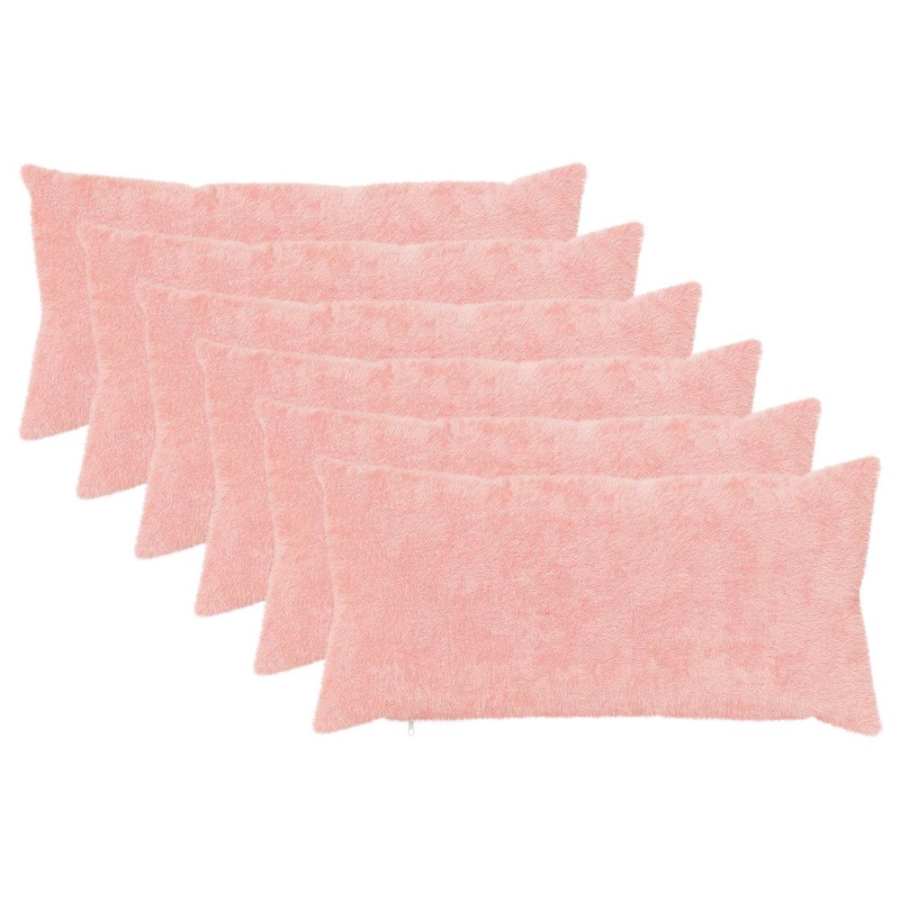 vidaXL Kuddöverdrag 6 st HEERLEN Rosa 40 x 80 cm Faux Kaninpäls