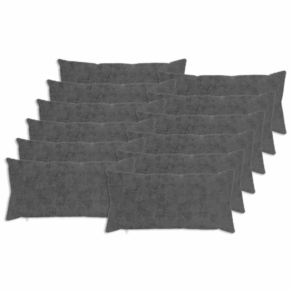 vidaXL Kuddöverdrag 12 st HEERLEN Mörkgrå 40 x 80 cm Faux Kaninpäls
