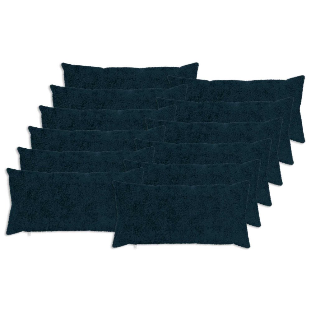 vidaXL Kuddöverdrag 12 st HEERLEN Mörkblå 40 x 80 cm Faux Kaninpäls