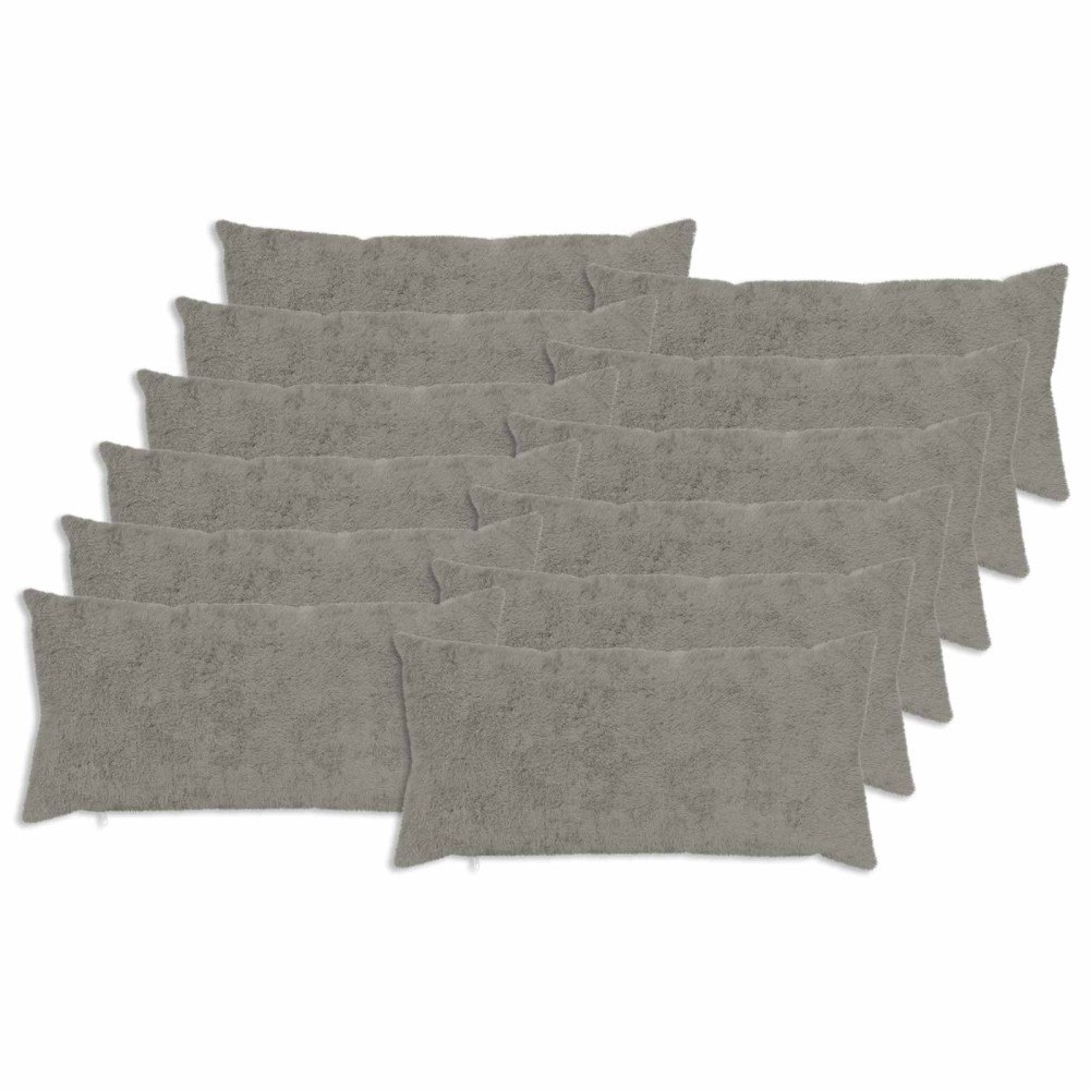 vidaXL Kuddöverdrag 12 st HEERLEN Ljusgrå 40 x 80 cm Faux Kaninpäls
