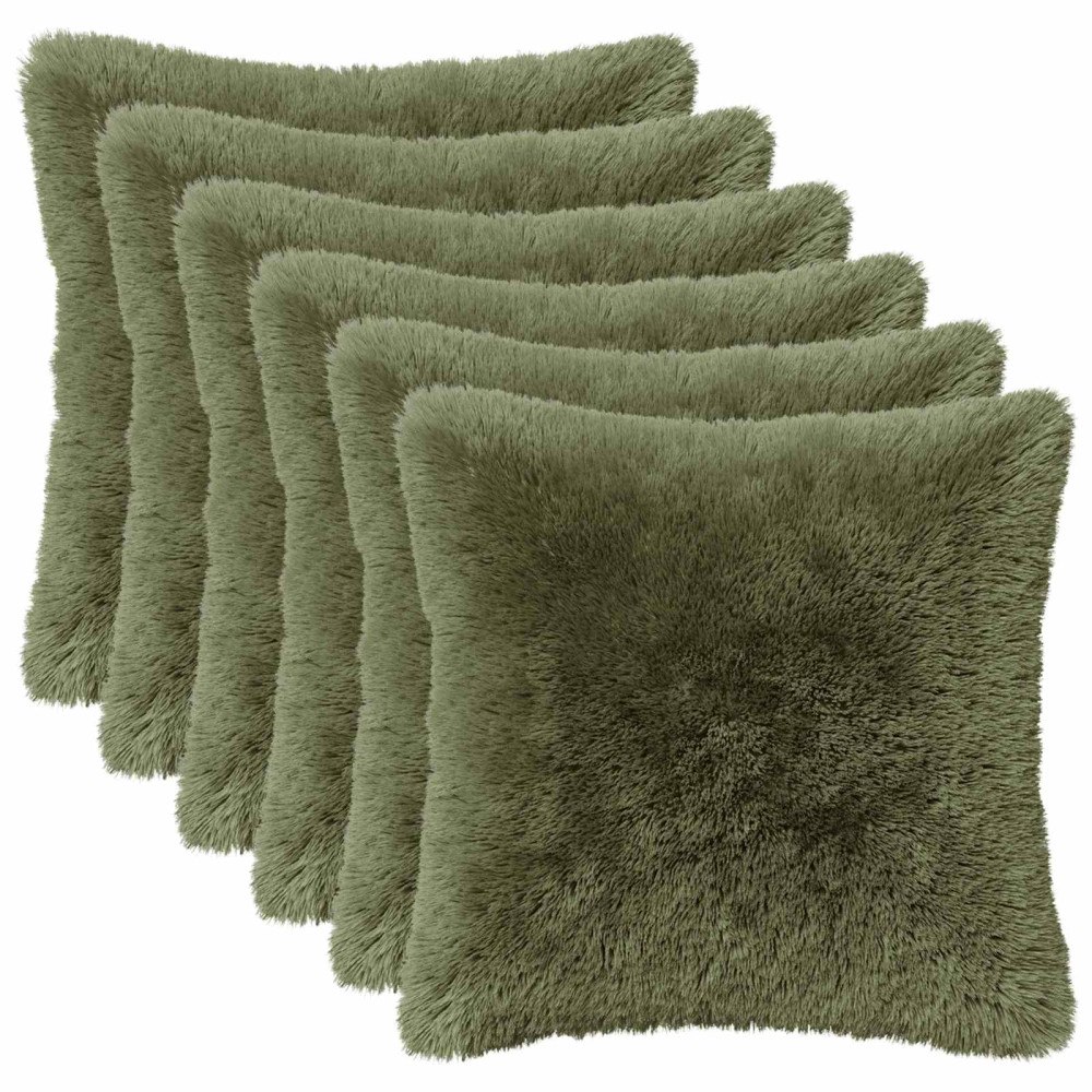 vidaXL Kuddöverdrag 6 st HEERLEN Grön 45 x 45 cm PV Fleece