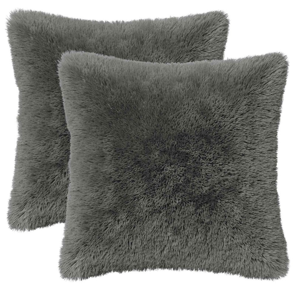 vidaXL Kuddöverdrag 2 st HEERLEN Ljusgrå 45 x 45 cm PV Fleece