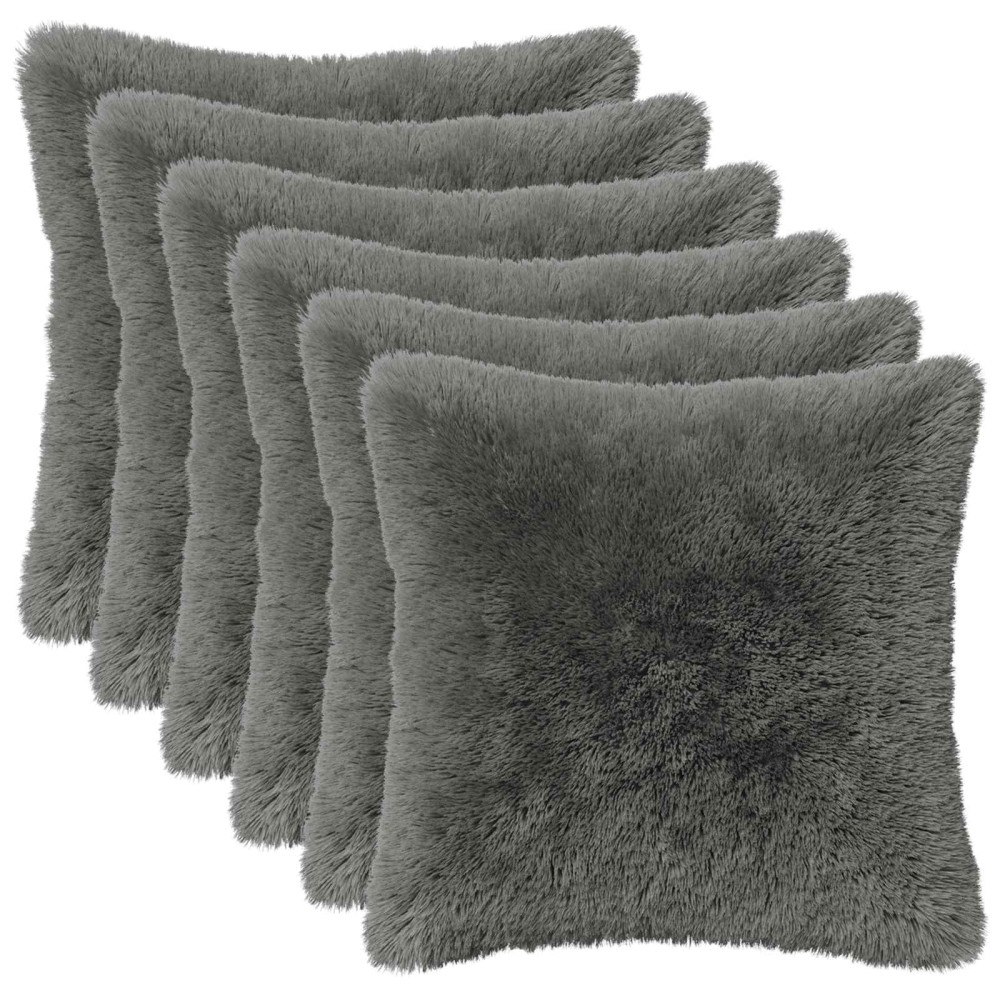 vidaXL Kuddöverdrag 6 st HEERLEN Ljusgrå 45 x 45 cm PV Fleece