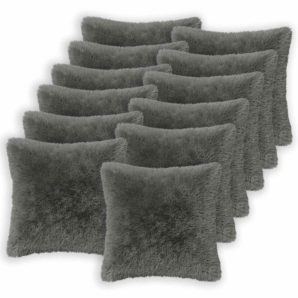 vidaXL Kuddöverdrag 12 st HEERLEN Ljusgrå 45 x 45 cm PV Fleece