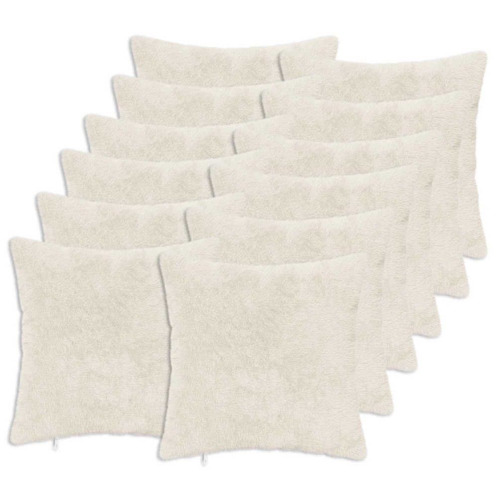 vidaXL Kuddöverdrag 12 st HEERLEN Vit 45 x 45 cm Faux Kaninpäls