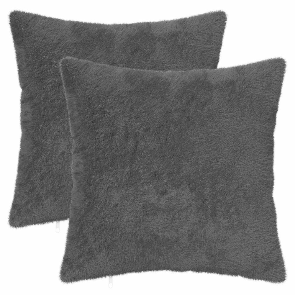 vidaXL Kuddöverdrag 2 st HEERLEN Mörkgrå 45 x 45 cm Faux Kaninpäls