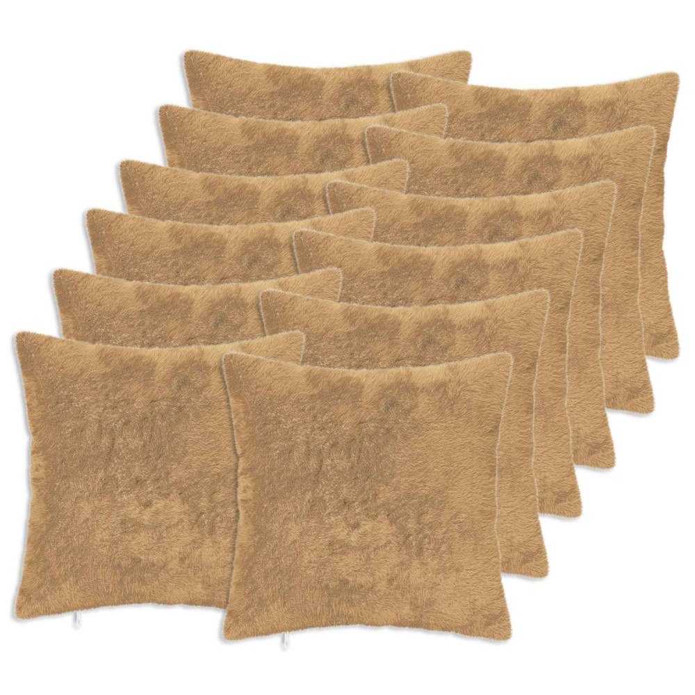 vidaXL Kuddöverdrag 12 st HEERLEN Taupe 50 x 50 cm Faux Kaninpäls