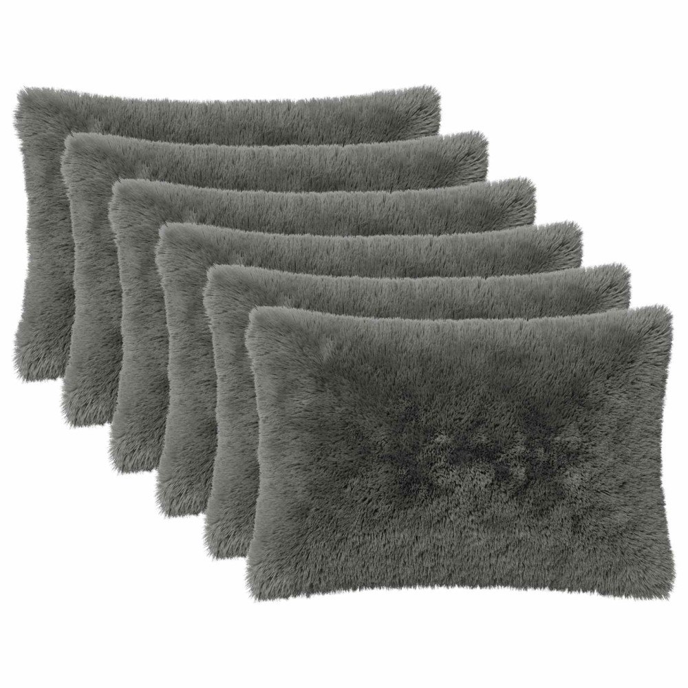 vidaXL Kuddöverdrag 6 st HEERLEN Ljusgrå 50 x 70 cm PV Fleece