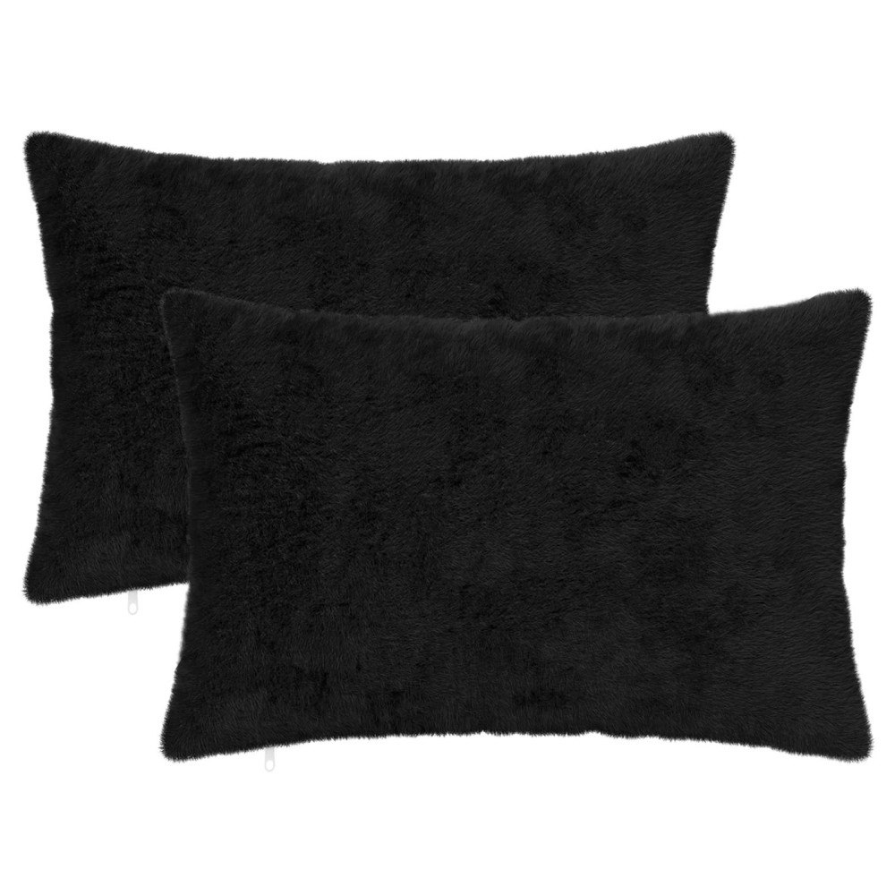 vidaXL Kuddöverdrag 2 st HEERLEN Svart 50 x 70 cm Faux Kaninpäls