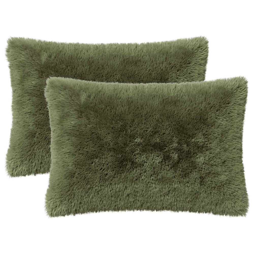 vidaXL Kuddöverdrag 2 st HEERLEN Grön 50 x 75 cm PV Fleece