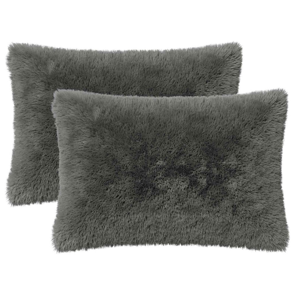 vidaXL Kuddöverdrag 2 st HEERLEN Ljusgrå 50 x 75 cm PV Fleece