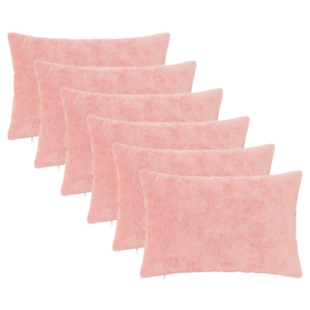 vidaXL Kuddöverdrag 6 st HEERLEN Rosa 50 x 75 cm Faux Kaninpäls