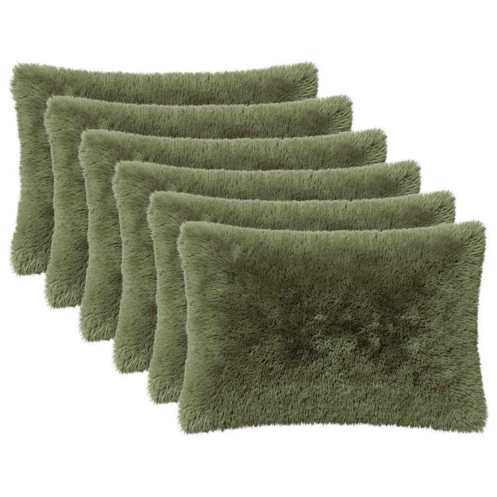 vidaXL Kuddöverdrag 6 st HEERLEN Grön 50 x 80 cm PV Fleece
