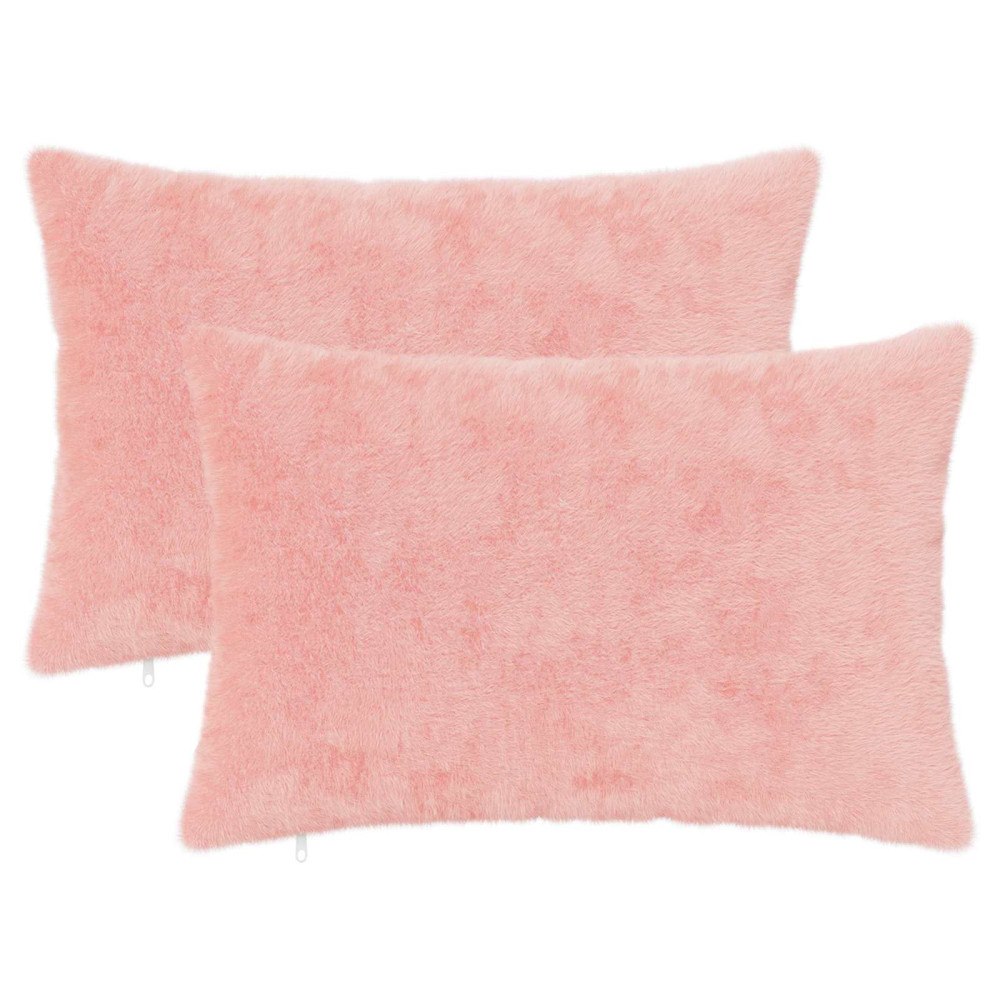 vidaXL Kuddöverdrag 2 st HEERLEN Rosa 50 x 80 cm Faux Kaninpäls