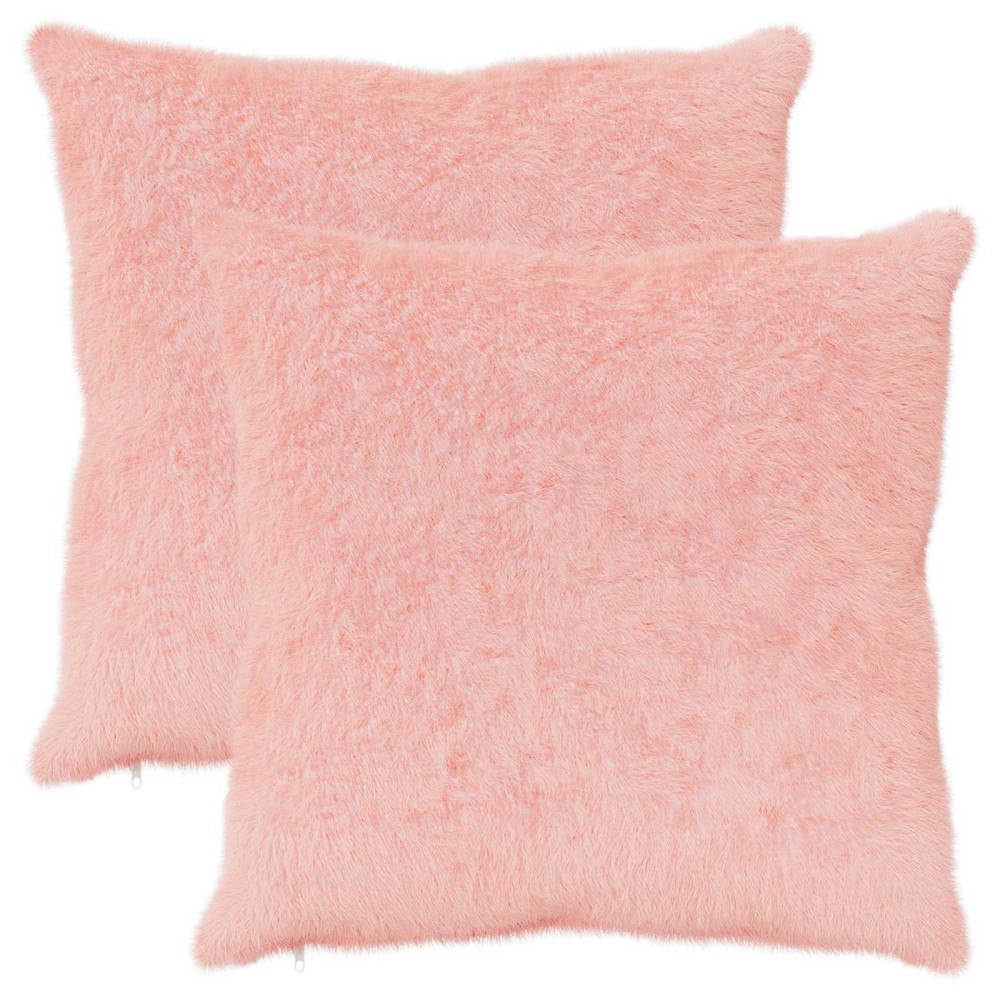 vidaXL Kuddöverdrag 2 st HEERLEN Rosa 55 x 55 cm Faux Kaninpäls