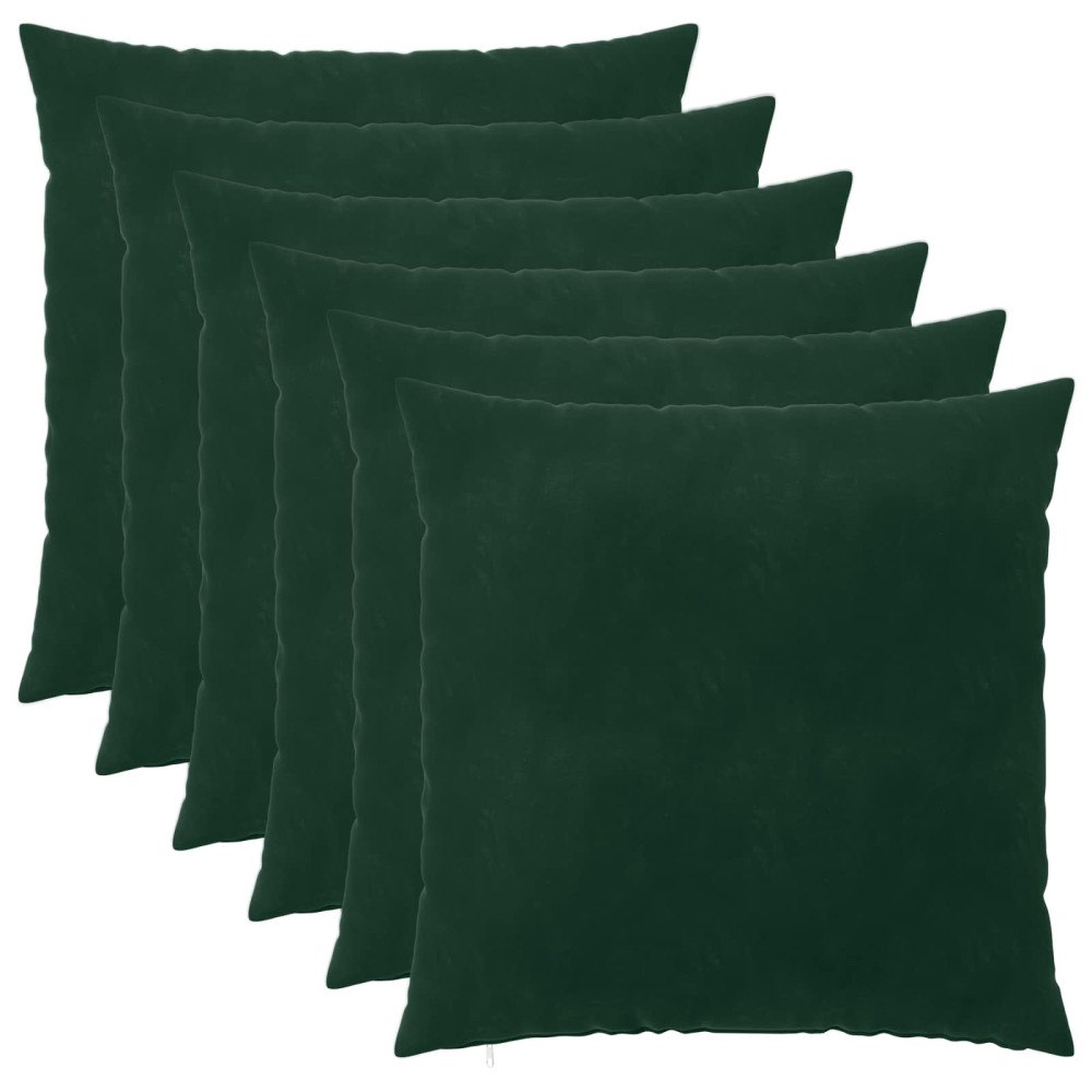 vidaXL Kuddöverdrag 6 st HEERLEN Mörkgrön 60 x 60 cm Sammet
