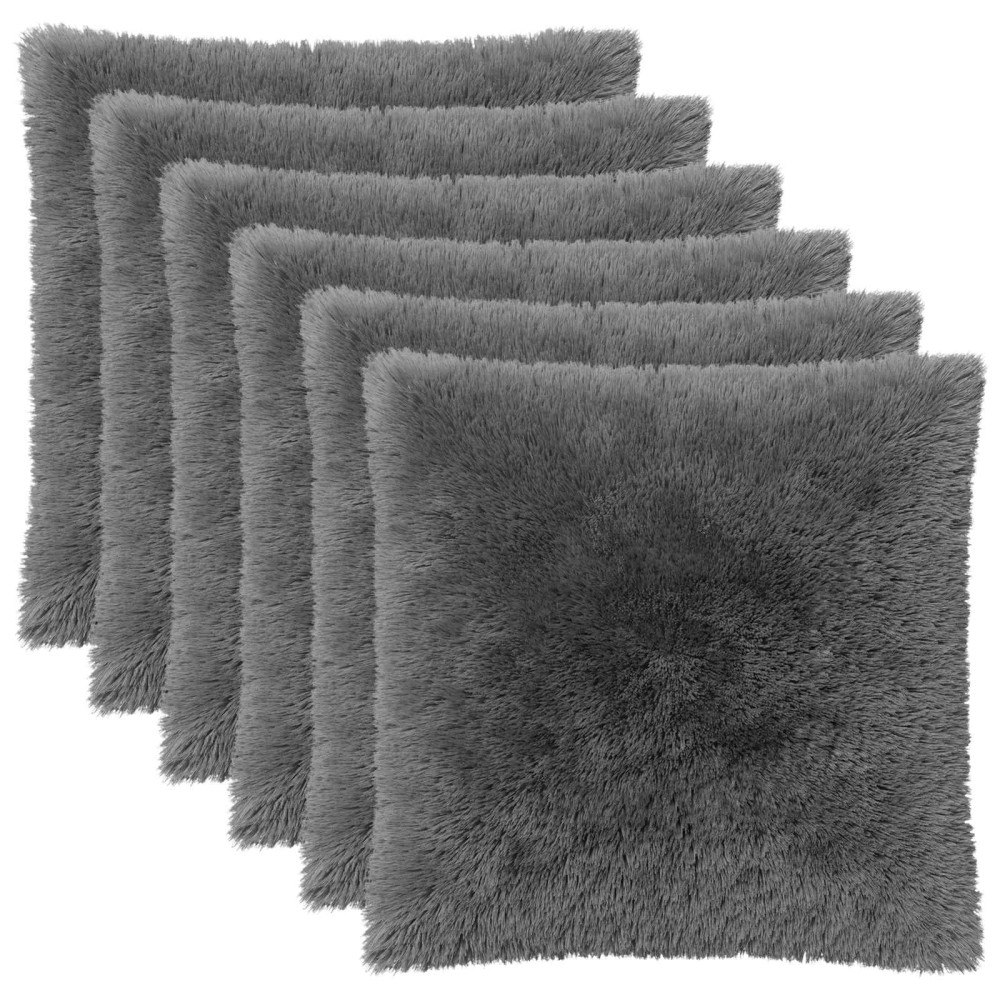 vidaXL Kuddöverdrag 6 st HEERLEN Ljusgrå 60 x 60 cm PV Fleece