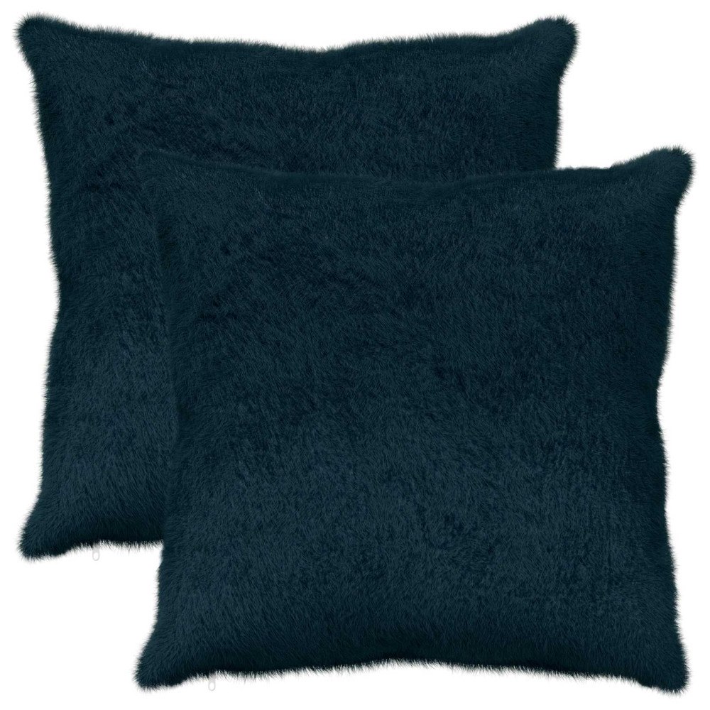 vidaXL Kuddöverdrag 2 st HEERLEN Mörkblå 60 x 60 cm Faux Kaninpäls