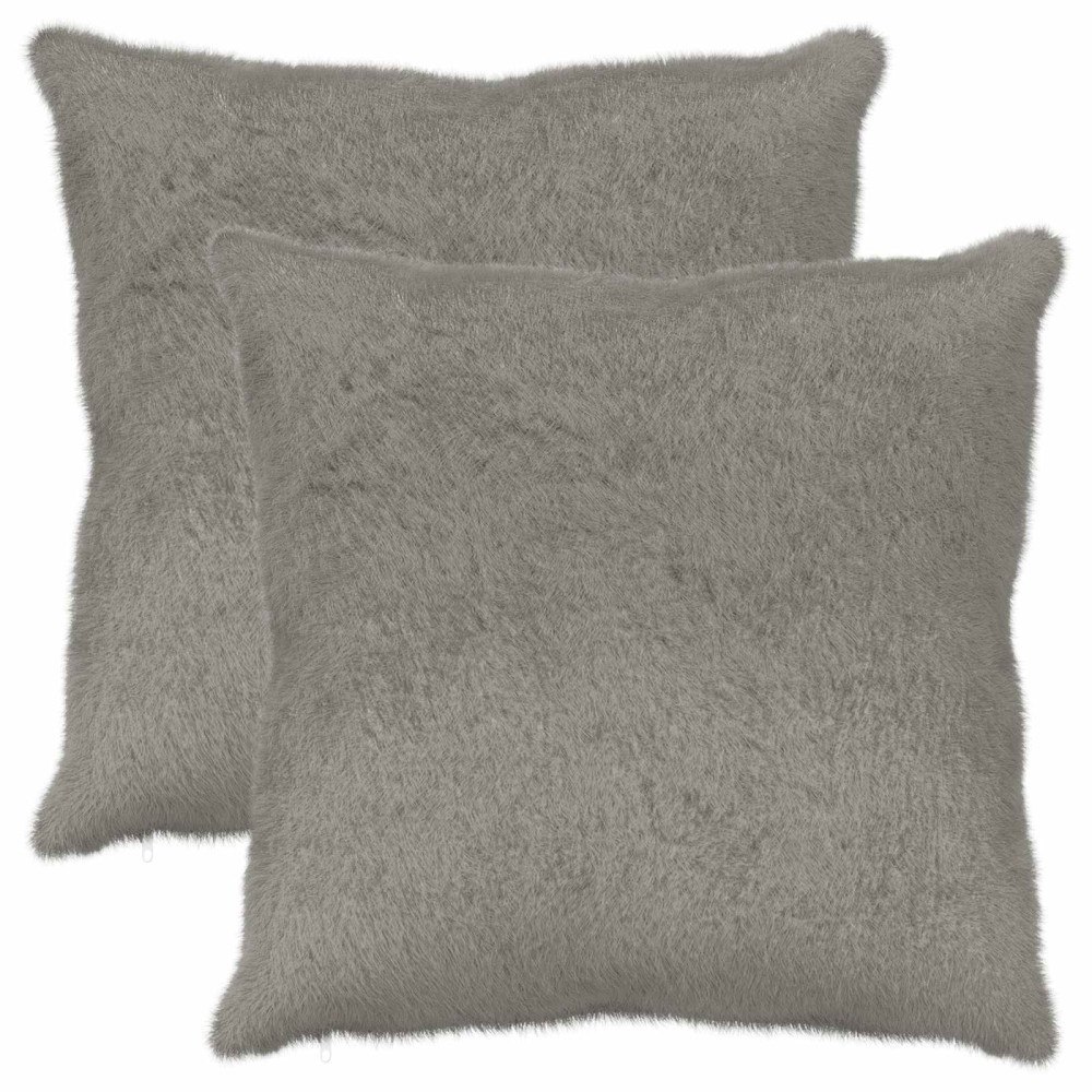 vidaXL Kuddöverdrag 2 st HEERLEN Ljusgrå 60 x 60 cm Faux Kaninpäls