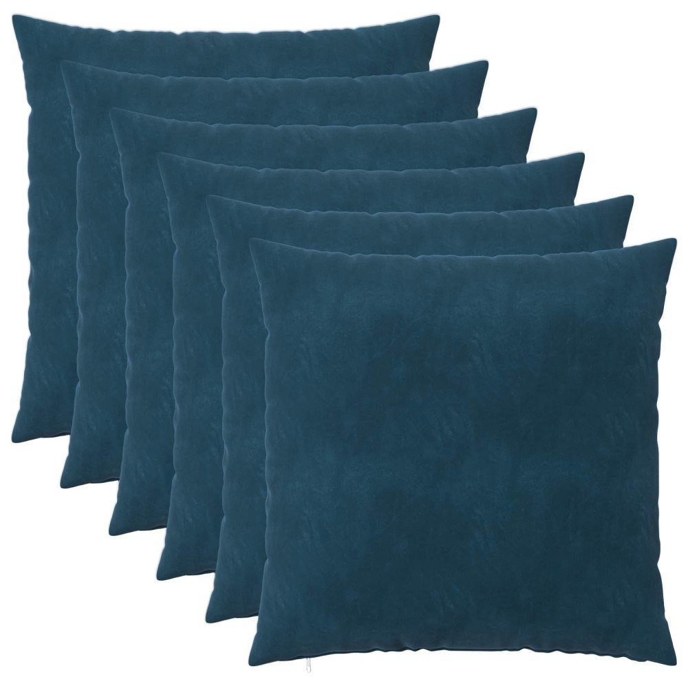 vidaXL Kuddöverdrag 6 st HEERLEN Blå 65 x 65 cm Sammet