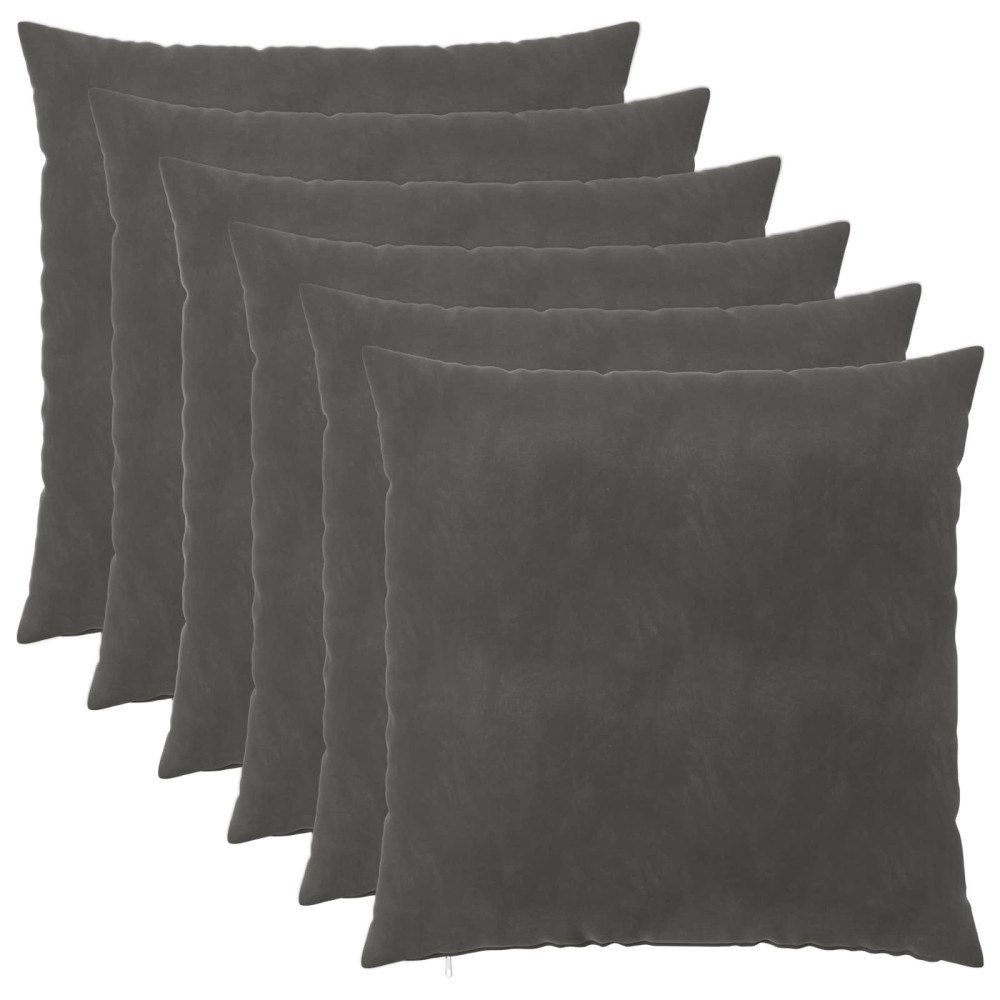 vidaXL Kuddöverdrag 6 st HEERLEN Mörkgrå 65 x 65 cm Sammet