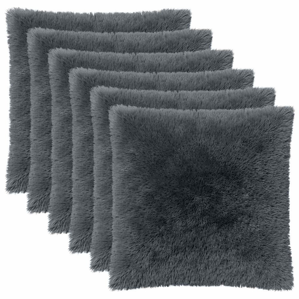 vidaXL Kuddöverdrag 6 st HEERLEN Antracit 65 x 65 cm PV Fleece