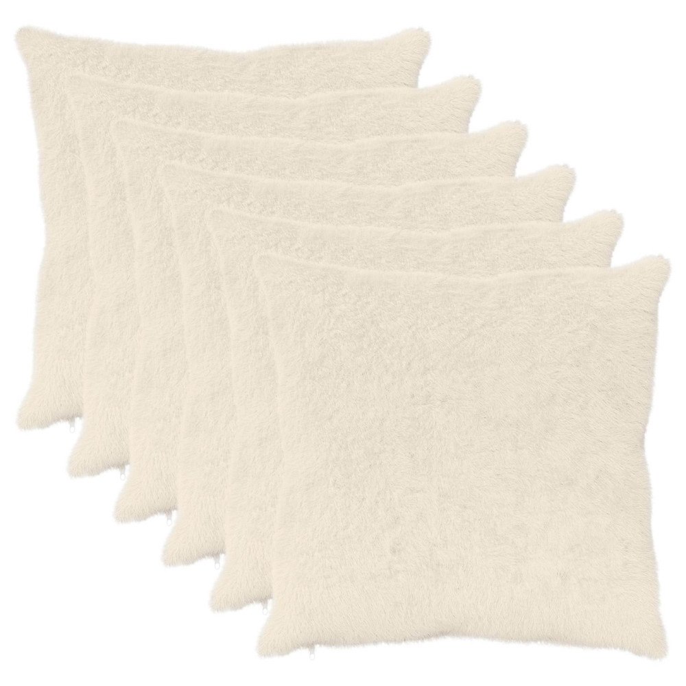 vidaXL Kuddöverdrag 6 st HEERLEN Vit 65 x 65 cm Faux Kaninpäls