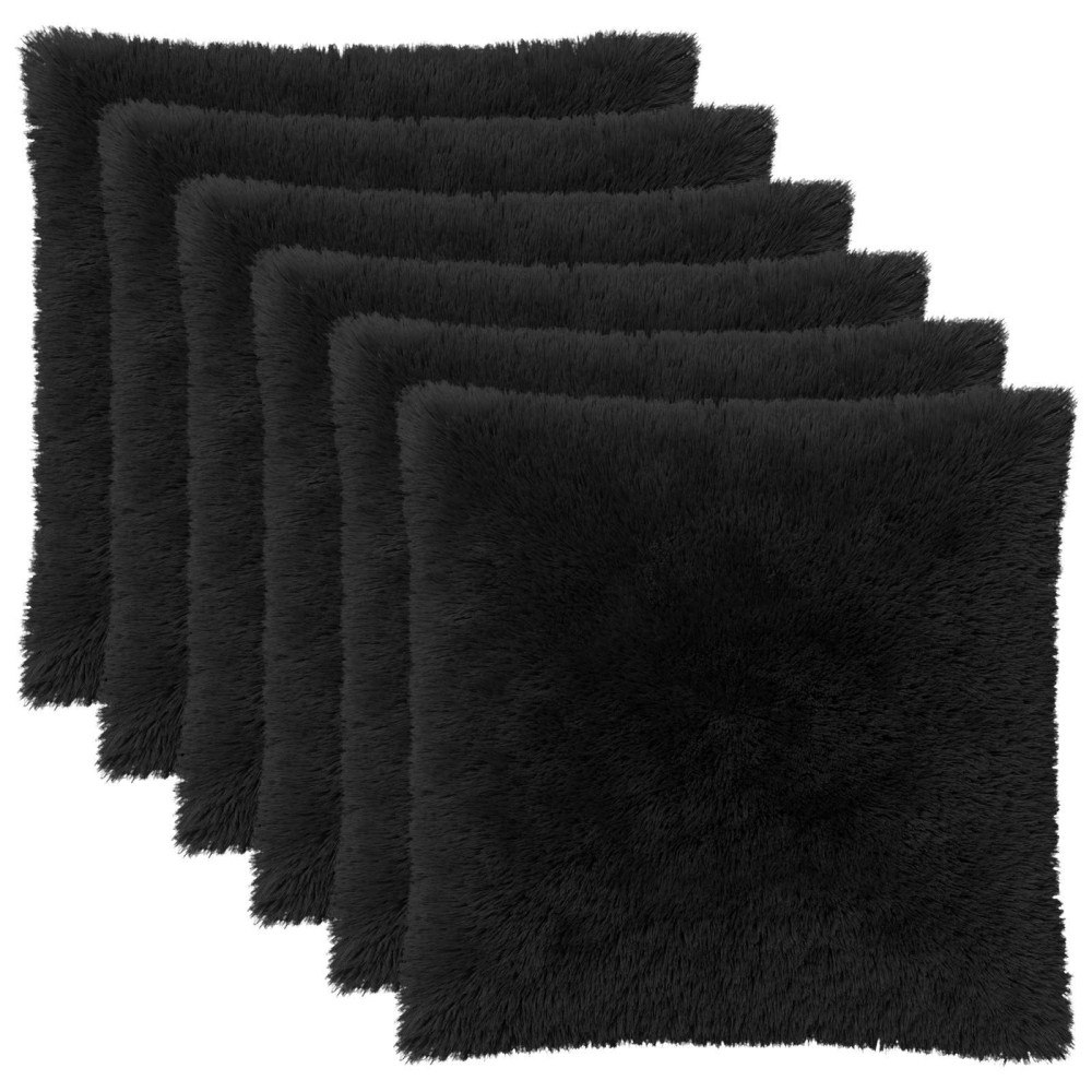 vidaXL Kuddöverdrag 6 st HEERLEN Svart 80 x 80 cm PV Fleece