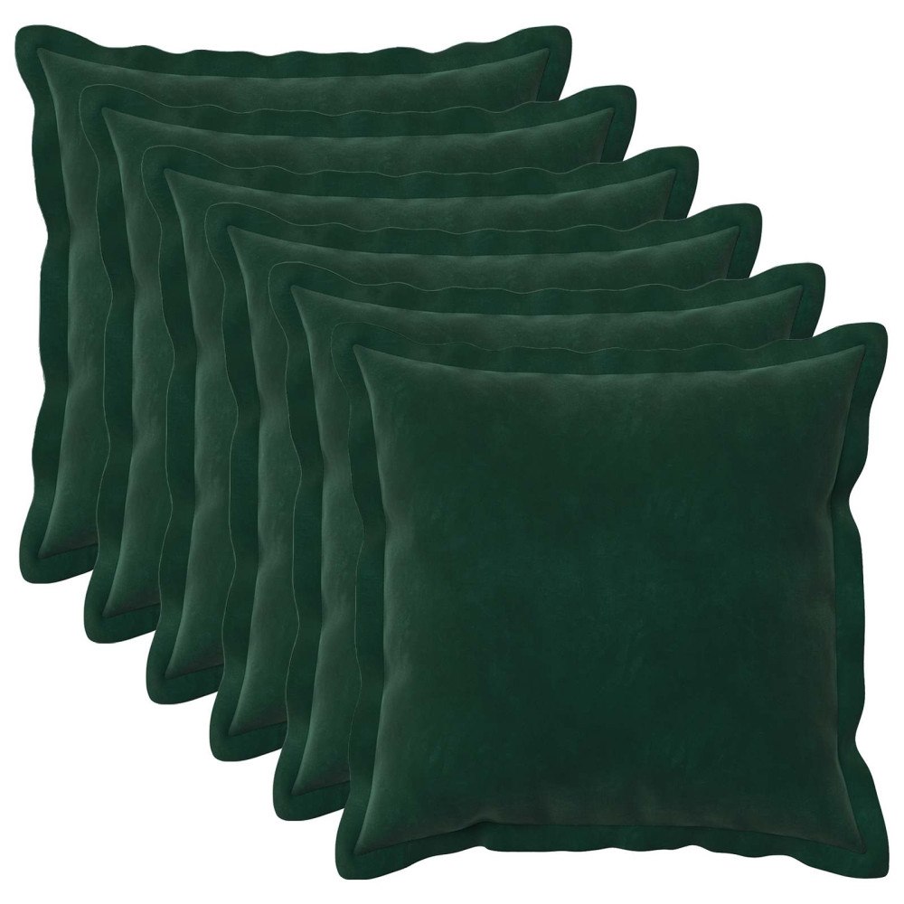 vidaXL Kuddöverdrag 6 st HOUTEN Mörkgrön 30 x 30 cm Sammet