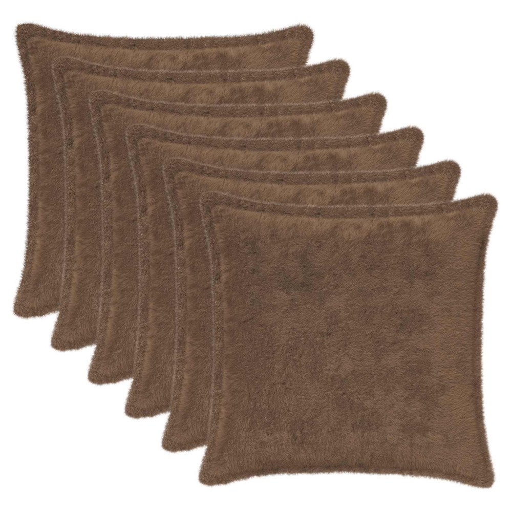 vidaXL Kuddöverdrag 6 st HOUTEN Ljusbrun 30 x 30 cm Faux Kaninpäls