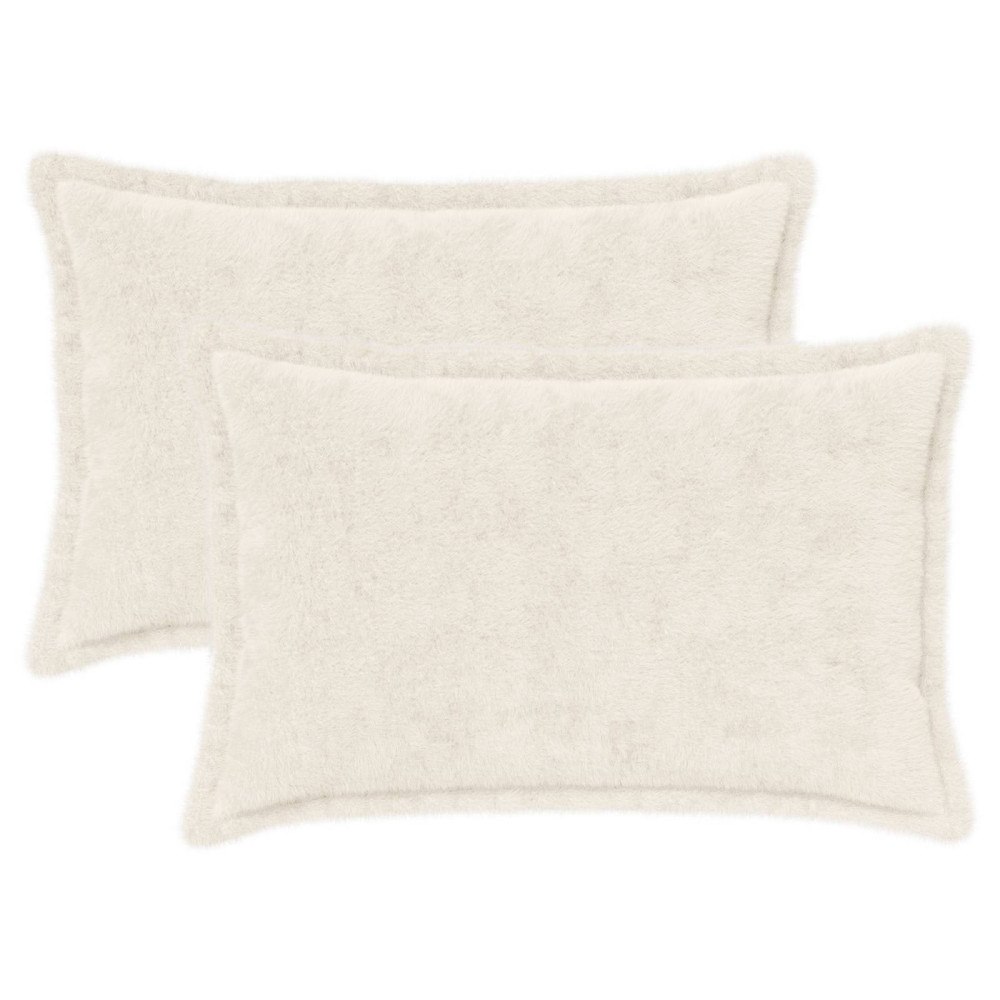 vidaXL Kuddöverdrag 2 st HOUTEN Vit 30 x 50 cm Faux Kaninpäls