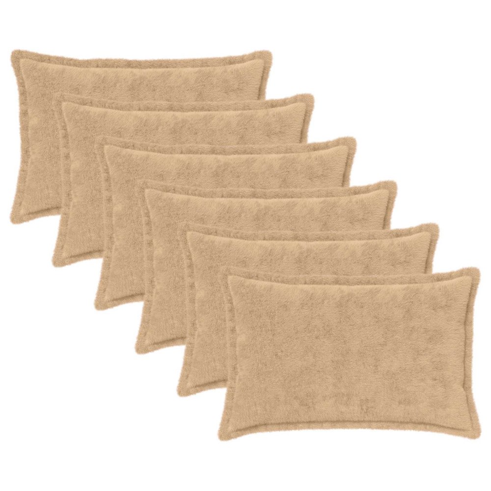 vidaXL Kuddöverdrag 6 st HOUTEN Gräddvit 30 x 50 cm Faux Kaninpäls