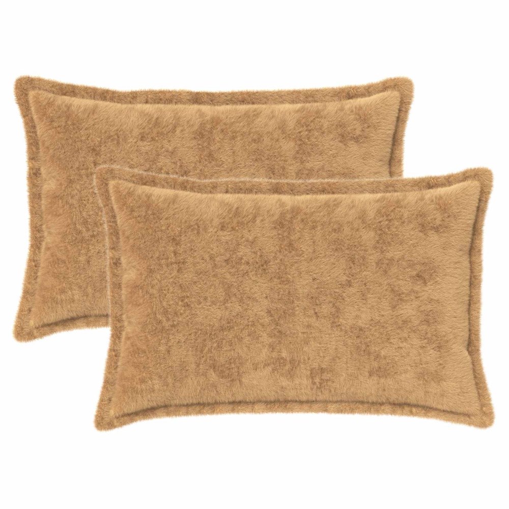 vidaXL Kuddöverdrag 2 st HOUTEN Taupe 30 x 50 cm Faux Kaninpäls