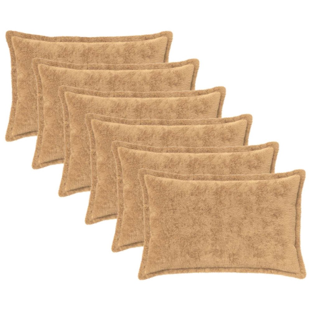 vidaXL Kuddöverdrag 6 st HOUTEN Taupe 30 x 50 cm Faux Kaninpäls