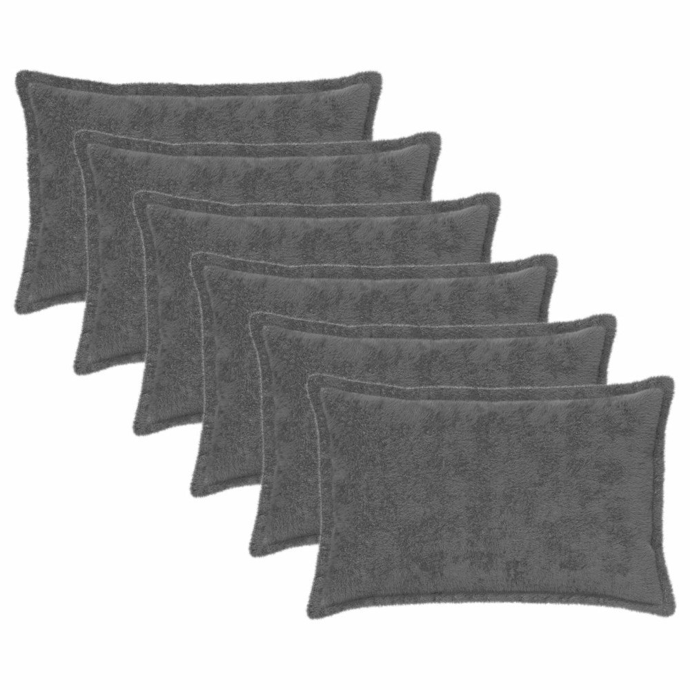 vidaXL Kuddöverdrag 6 st HOUTEN Mörkgrå 30 x 50 cm Faux Kaninpäls