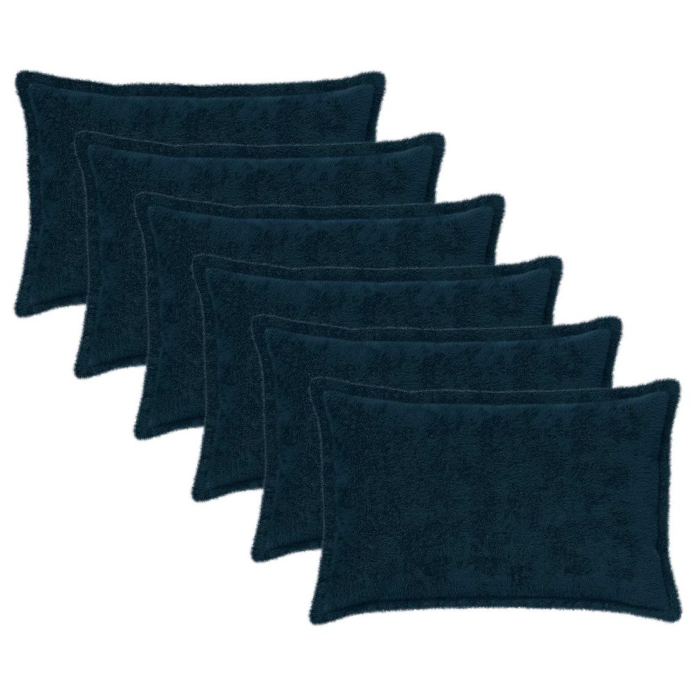 vidaXL Kuddöverdrag 6 st HOUTEN Mörkblå 30 x 50 cm Faux Kaninpäls
