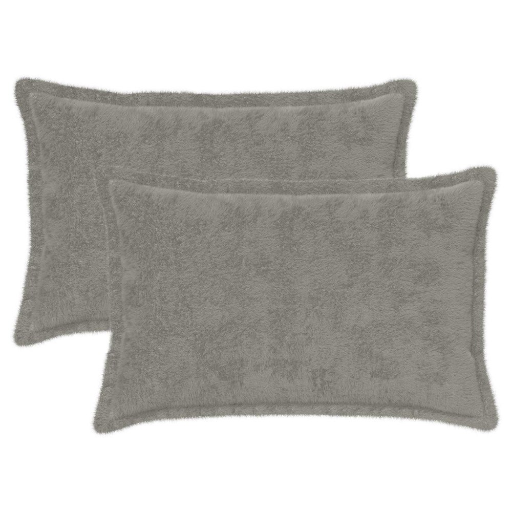 vidaXL Kuddöverdrag 2 st HOUTEN Ljusgrå 30 x 50 cm Faux Kaninpäls