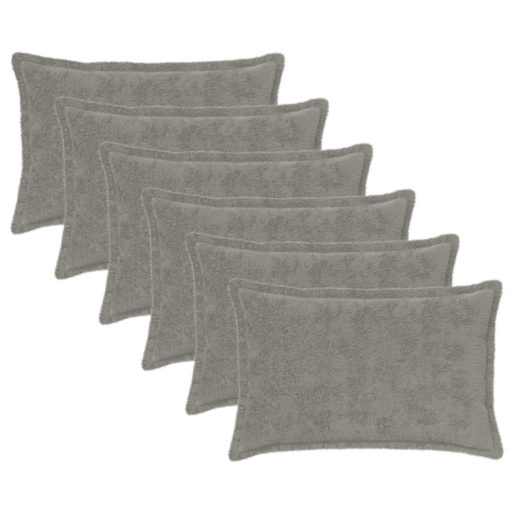 vidaXL Kuddöverdrag 6 st HOUTEN Ljusgrå 30 x 50 cm Faux Kaninpäls