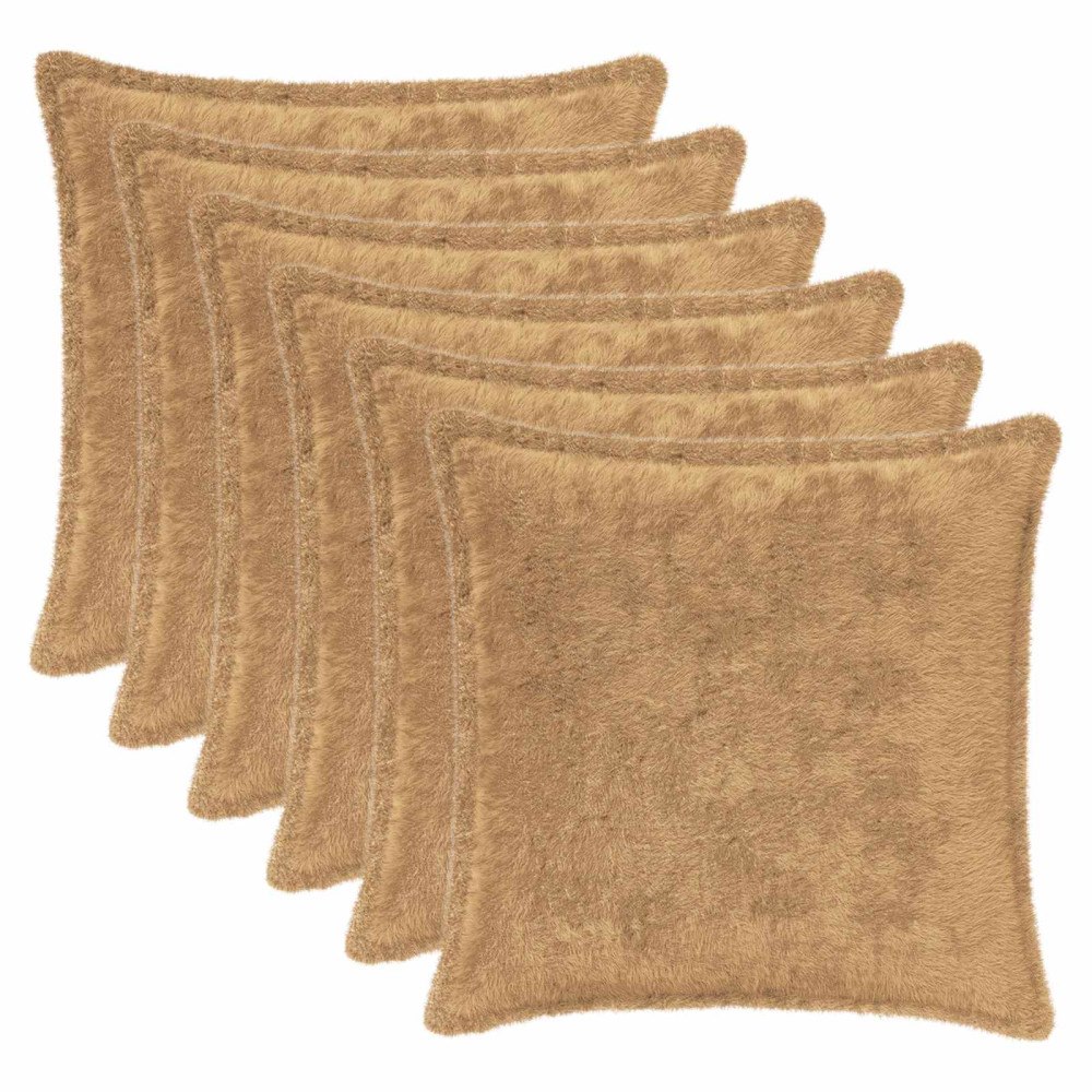vidaXL Kuddöverdrag 6 st HOUTEN Taupe 35 x 35 cm Faux Kaninpäls