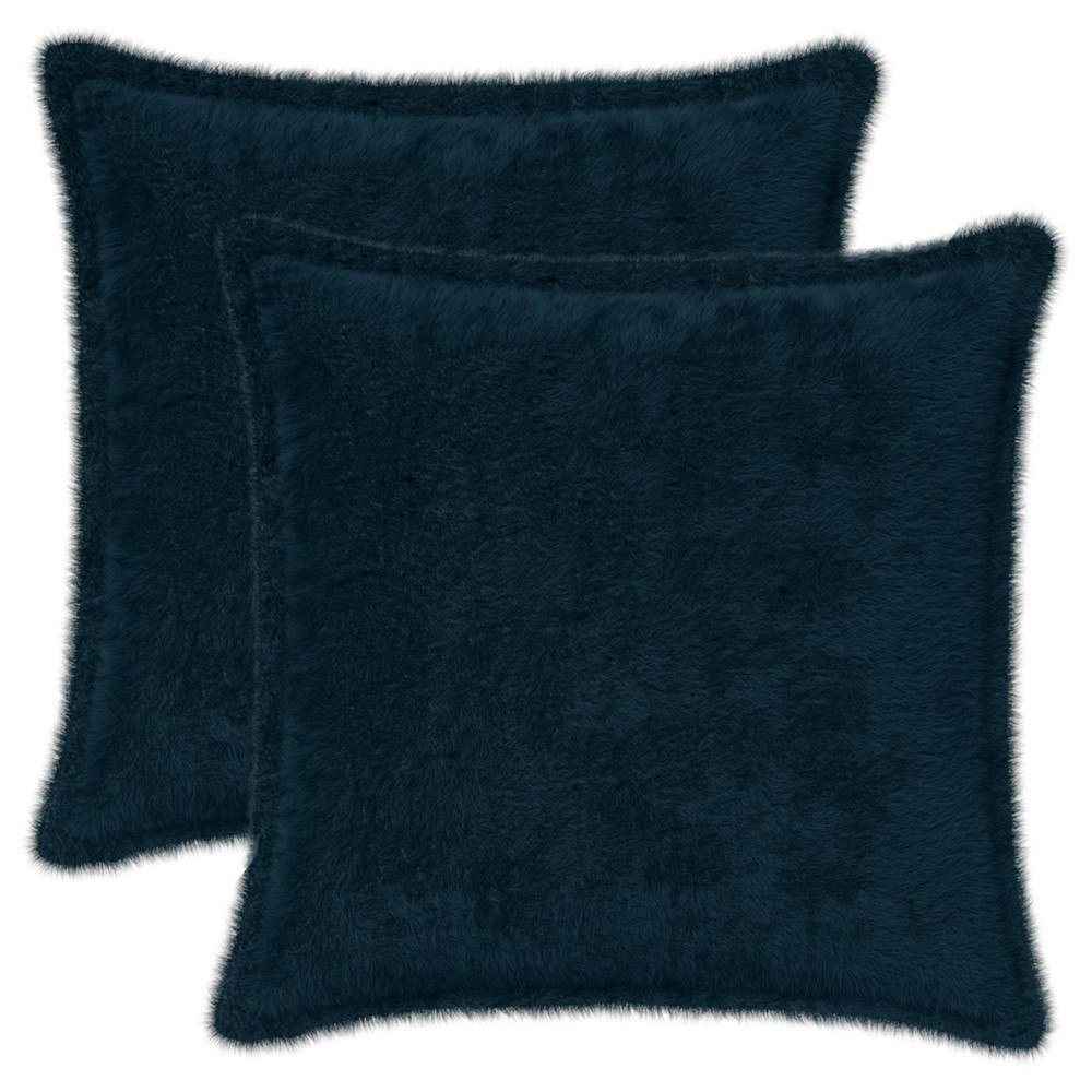 vidaXL Kuddöverdrag 2 st HOUTEN Mörkblå 35 x 35 cm Faux Kaninpäls