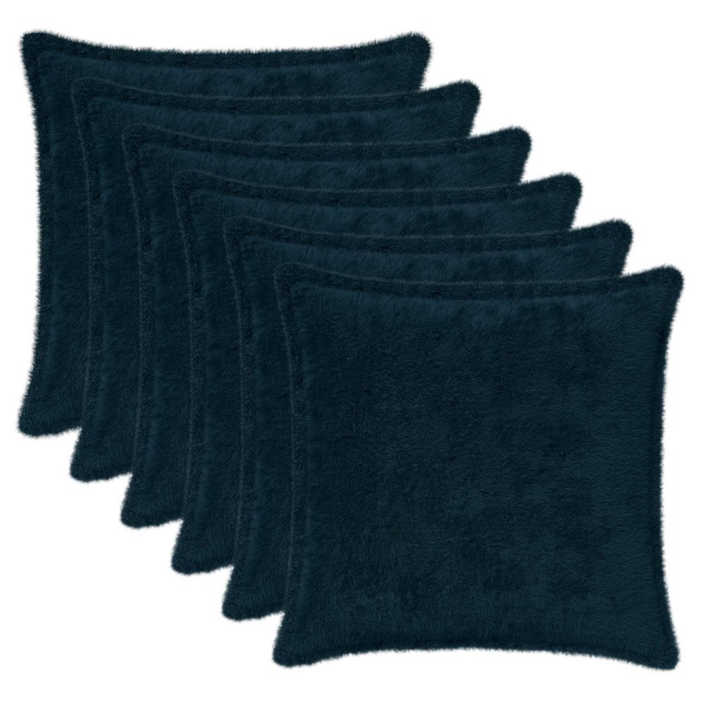vidaXL Kuddöverdrag 6 st HOUTEN Mörkblå 35 x 35 cm Faux Kaninpäls