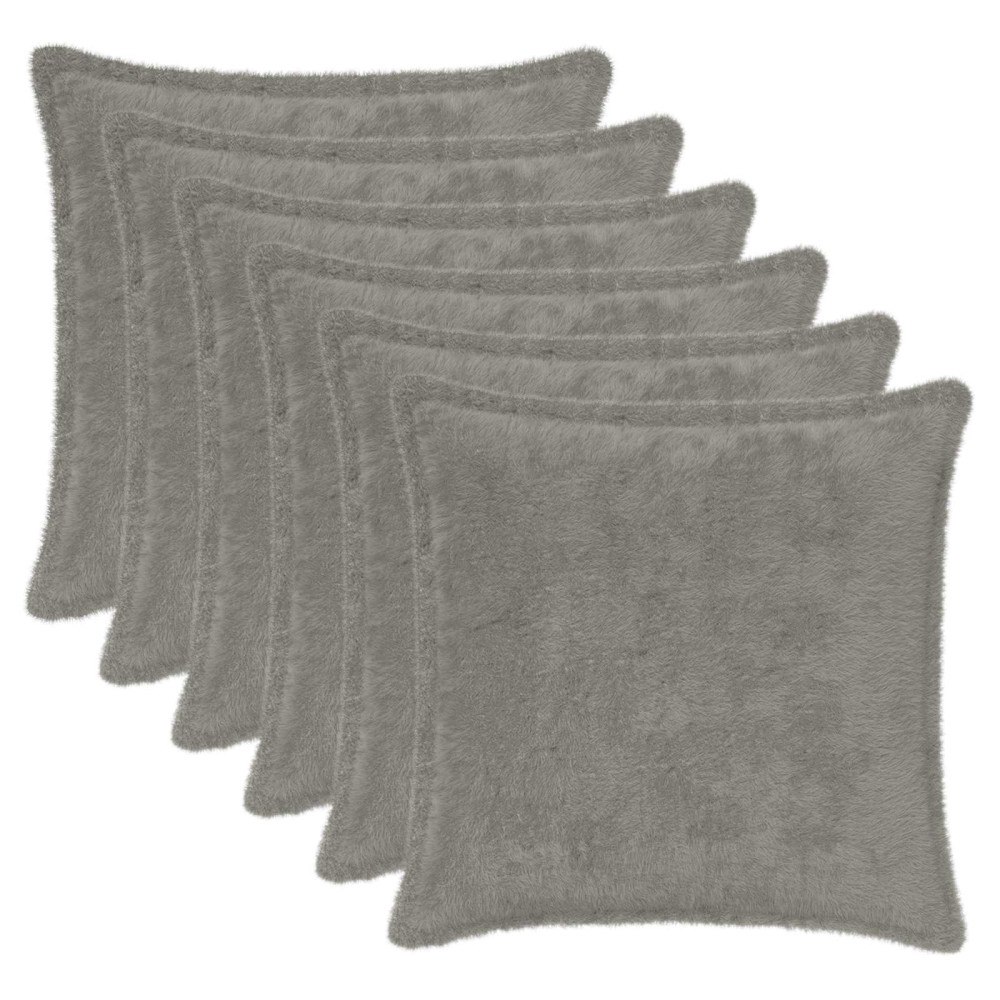 vidaXL Kuddöverdrag 6 st HOUTEN Ljusgrå 35 x 35 cm Faux Kaninpäls