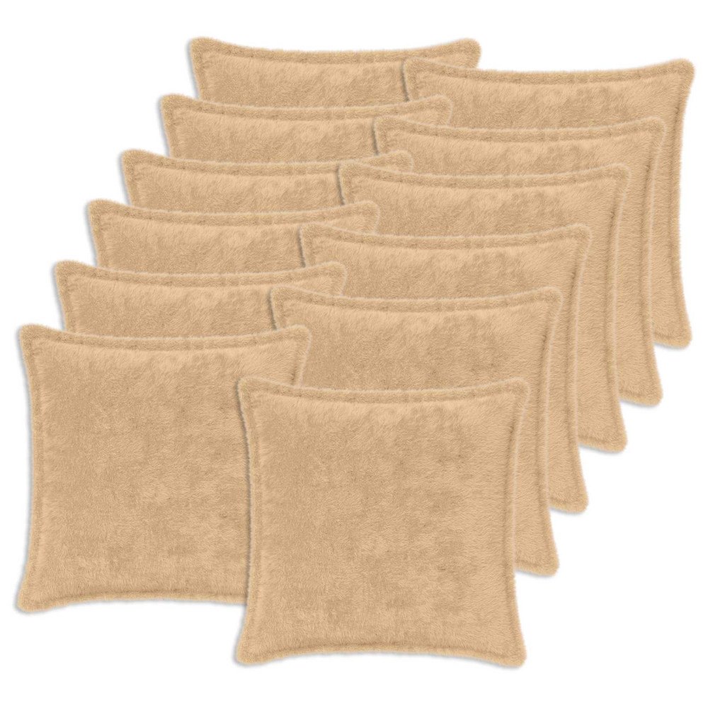 vidaXL Kuddöverdrag 12 st HOUTEN Gräddvit 40 x 40 cm Faux Kaninpäls
