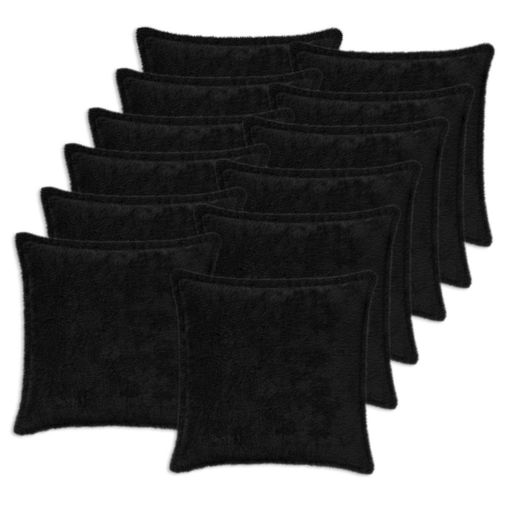 vidaXL Kuddöverdrag 12 st HOUTEN Svart 40 x 40 cm Faux Kaninpäls
