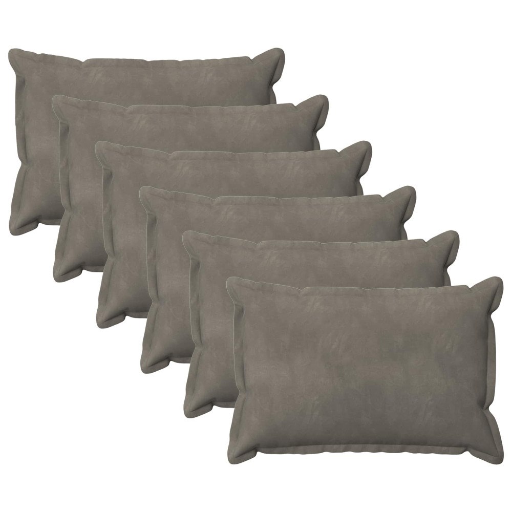 vidaXL Kuddöverdrag 6 st HOUTEN Ljusgrå 40 x 60 cm Sammet