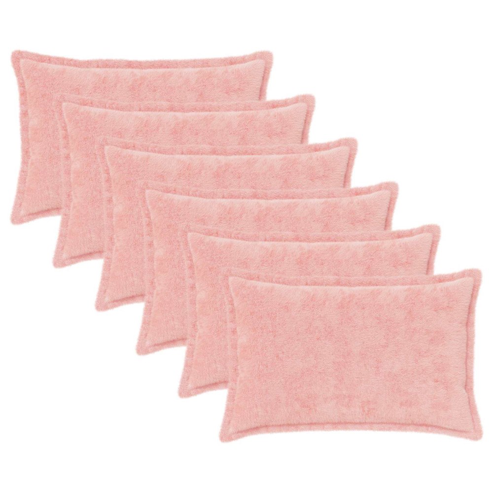 vidaXL Kuddöverdrag 6 st HOUTEN Rosa 40 x 60 cm Faux Kaninpäls