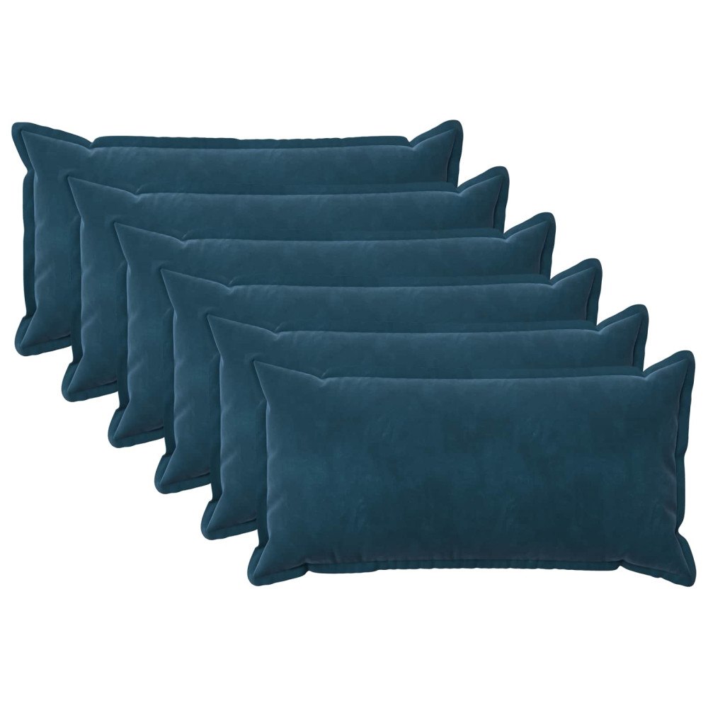 vidaXL Kuddöverdrag 6 st HOUTEN Blå 40 x 70 cm Sammet
