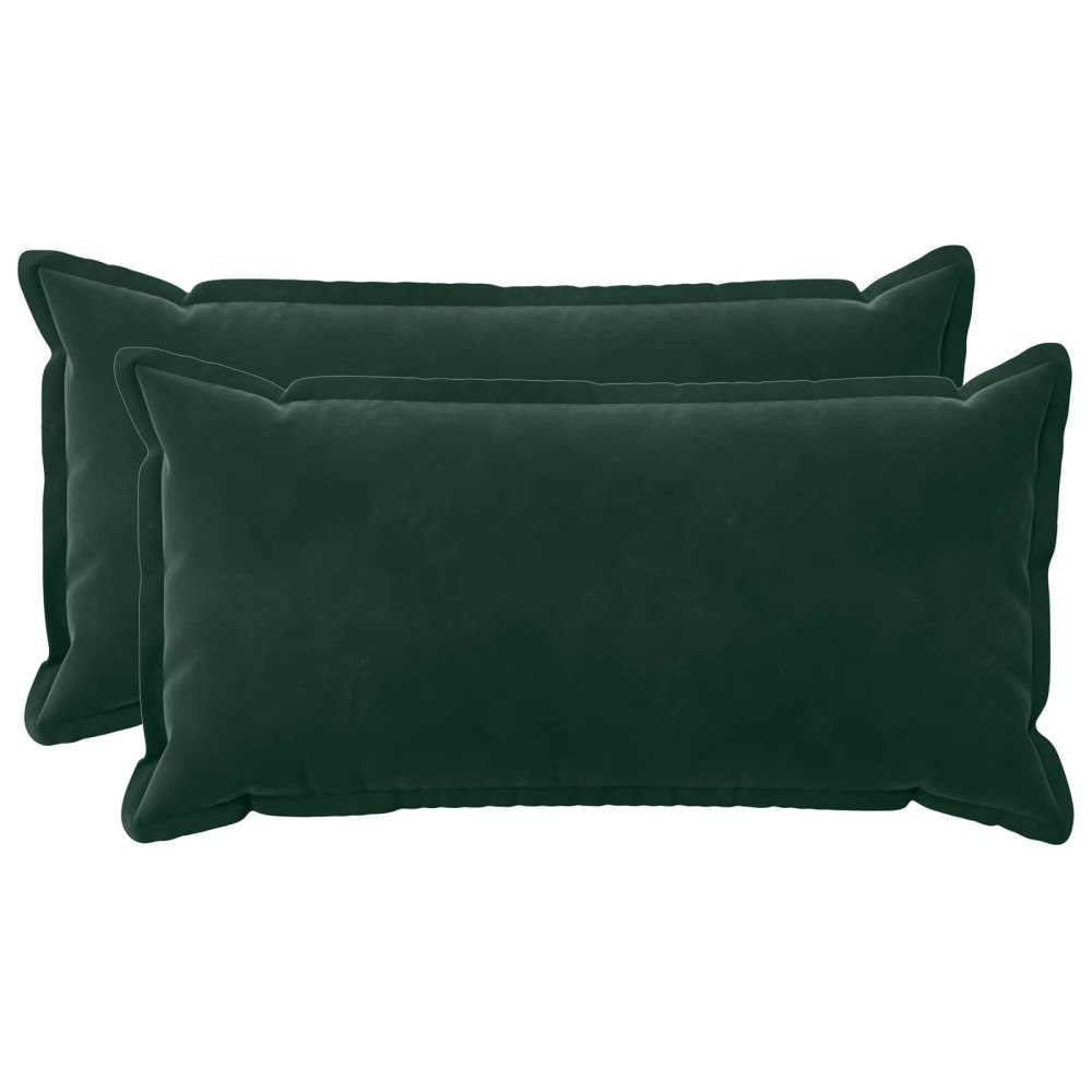 vidaXL Kuddöverdrag 2 st HOUTEN Mörkgrön 40 x 70 cm Sammet