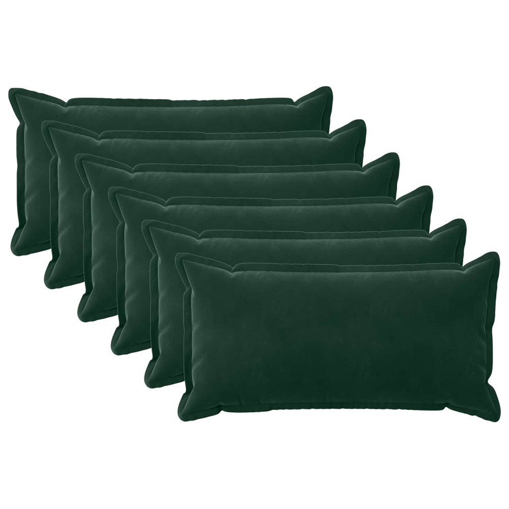 vidaXL Kuddöverdrag 6 st HOUTEN Mörkgrön 40 x 70 cm Sammet