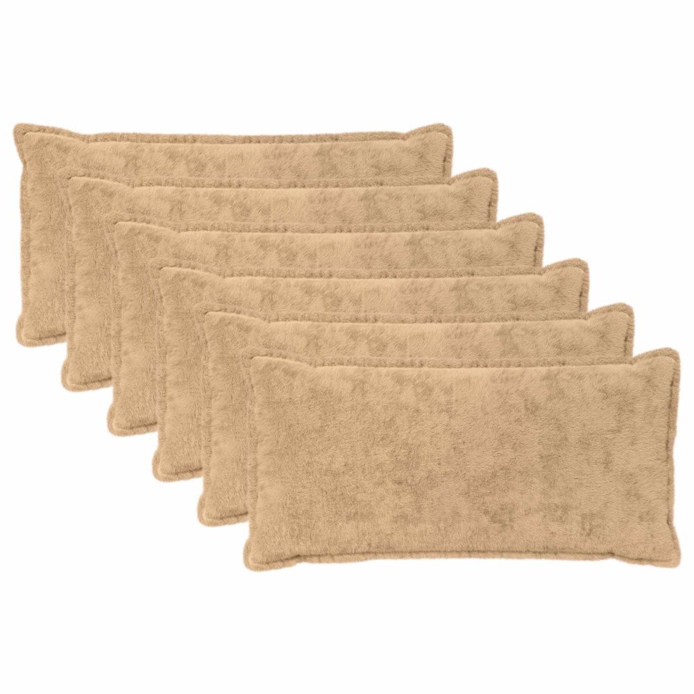 vidaXL Kuddöverdrag 6 st HOUTEN Gräddvit 40 x 70 cm Faux Kaninpäls